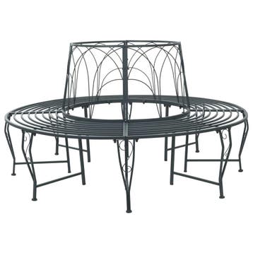 vidaXL Boom bank 8-Aantal zitplaatsen Ø 160 x 89 cm Staal, Tuin en Terras, Tuinbanken, Verzenden, Nieuw, Metaal