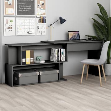 vidaXL Hoekbureau 200x50x76 cm bewerkt hout grijs, Huis en Inrichting, Bureaus, Verzenden, Nieuw