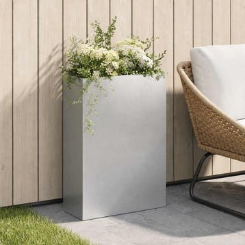 vidaXL Plantenbak zilver 40 x 20 x 75 cm Roestvrij staal, Verzenden, Minder dan 60 cm, Nieuw, Metaal