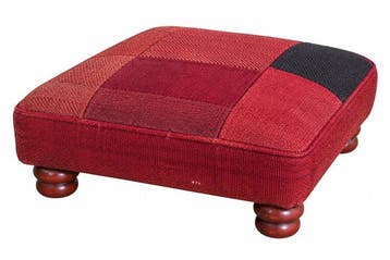 Kruk - Hout, Wol - Kilim Patchwork Voetenbank