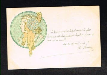 Mucha - illustrator - Art Nouveau - Geschreven ansichtkaart, Verzamelen, Gelopen