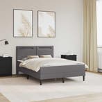 vidaXL Bedframe met LED-stripverlichting Grijs 160 x 200 cm, Verzenden, Nieuw, Grijs, Overige materialen
