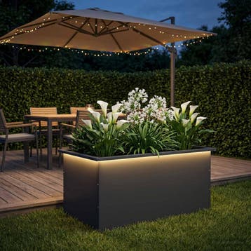 vidaXL Plantenbak met led Antraciet 50 x 80 x 48 cm Staal, Verzenden, Nieuw, Metaal, 60 tot 100 cm