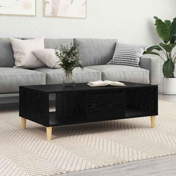 vidaXL Salontafel Zwart Eiken 102 x 55 x 35 cm Bewerkt hout, Verzenden, Nieuw, Overige houtsoorten, 50 tot 100 cm