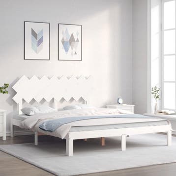 vidaXL Bedframe zonder matras massief grenenhout wit 160x200, Verzenden, Wit, 200 cm, 160 cm