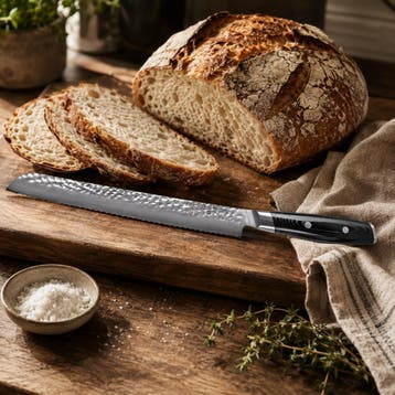 Yaxell Tsuchimon Broodmes 23 cm – VG10 Staal – Gehamerd, Ophalen of Verzenden, Nieuw, Overige materialen