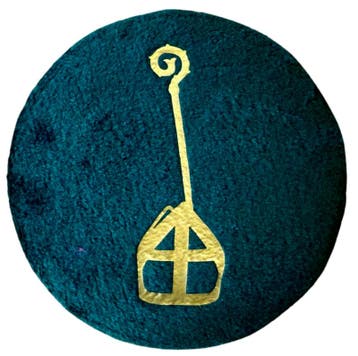 Baretspeld / button met Staf en Mijter groen, Ophalen of Verzenden, Nieuw