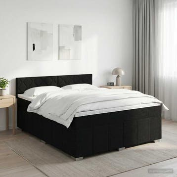 vidaXL Boxspringbed met matras met hoofdeinde Zwart 160 x, Verzenden, Zwart, Stof, Nieuw