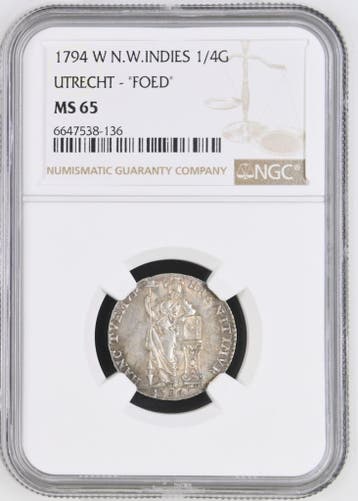 Nederland West-Indië - Utrecht 1/4 of kwart gulden 1794, Verzenden, Losse munt, Zilver