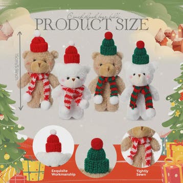 Schattige Kerst Knuffel Beer - Mini Pluche Beertjes Decorati, Verzenden, Nieuw