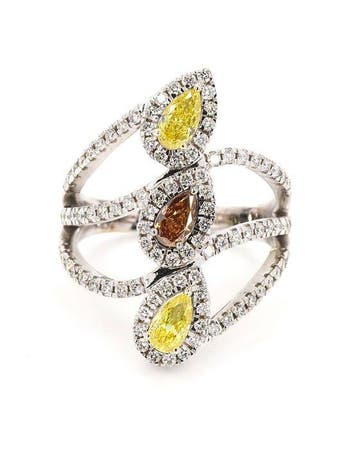 Cocktailring - 14 karaat Witgoud - 1.43ct. tw. Gemengde