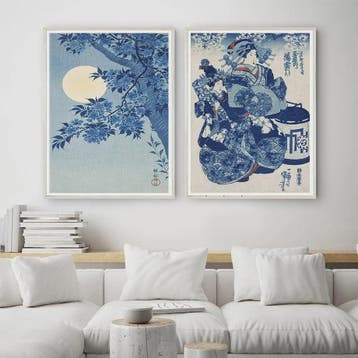Vintage Japanse Muurdecoratie Canvas: Hokusai Golven, Fuji &, Verzenden, Nieuw