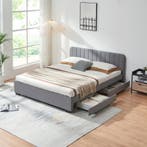 Bed Nofrenna bedframe met 4 bedlades 200x140 cm grijs [en.ca, Huis en Inrichting, Slaapkamer | Bedden, Verzenden, Nieuw