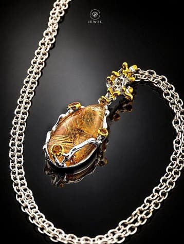 Rutilekwarts sieraden ketting - 925 sterlingzilver -, Verzamelen