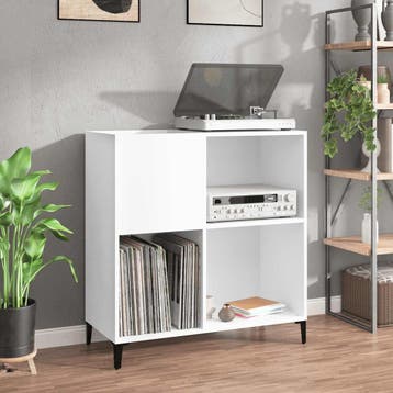 vidaXL Platenkast 84,5x38x89 cm bewerkt hout wit, Huis en Inrichting, Verzenden, Nieuw