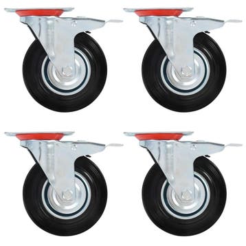 vidaXL Zwenkwielen met dubbele remmen 4 st 125 mm, Verzenden