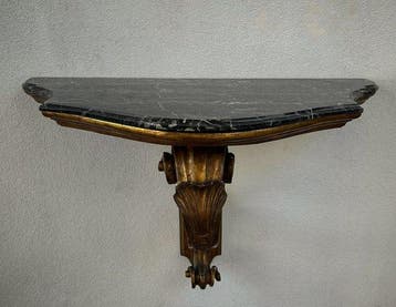 Wandtafel - marquina, Verguld hout - Antieke consoletafel