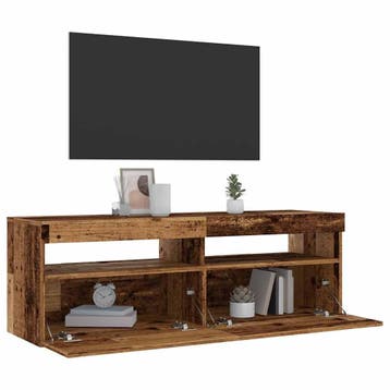 vidaXL Tv-meubel met LED 120x35x40 cm bewerkt hout oud hout, Minder dan 50 cm, Verzenden, Nieuw, Minder dan 100 cm
