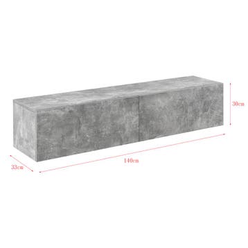 Zwevend kastje Evaton 140x33x30 cm betonlook, Verzenden, Nieuw