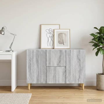vidaXL Dressoir met lade Grijs sonoma 89 x 34,5 x 60 cm, Verzenden, Nieuw, Overige houtsoorten, Minder dan 50 cm