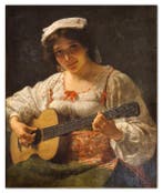 Angelo Ribossi (1822-1886) - Suonatrice di chitarra
