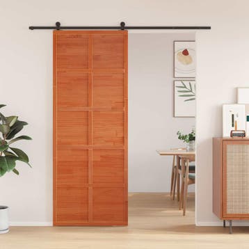 vidaXL Schuifdeur Wasbruin 80 x 208 cm Massief grenenhout, Doe-het-zelf en Verbouw, Verzenden, Nieuw