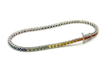 Tennis armband - 18 karaat Witgoud - 5.10ct. tw. Saffier