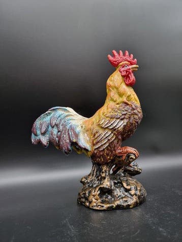 Beeld, iron Rooster - Hand-painted - 28 cm - IJzer - 2026