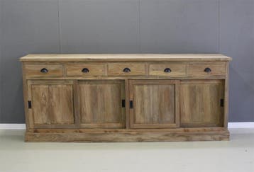 Teak dressoir schuifdeuren gerecycled teakhout -  240, Huis en Inrichting, Kasten | Dressoirs, Ophalen of Verzenden, Nieuw