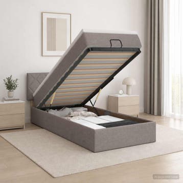 vidaXL Ottoman bed met matras met hoofdeinde Taupe 80 x 200, Verzenden, Nieuw, Eenpersoons