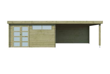 Woodlands Blokhut Modern met Overkapping Geïmpregneerd 815 x, Nieuw