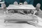 Design eettafel MODERN BAROK 180 cm wit chroom glazen blad, Ophalen of Verzenden, Nieuw