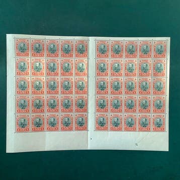 Bulgarije 1918 - 1 P type II in twee samenhangende panelen, Gestempeld