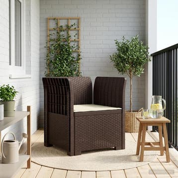 vidaXL Eénpersoons Fauteuil met Kussen Rattan Look PP Bruin, Verzenden, Nieuw