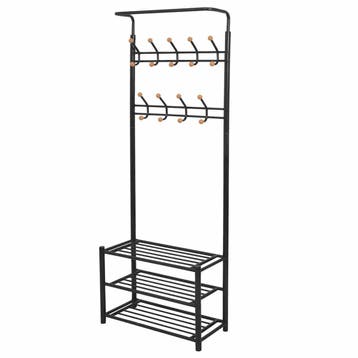 vidaXL Kledingrek met schoenenopberger 68x32x182,5 cm zwart, Huis en Inrichting, Verzenden, Nieuw