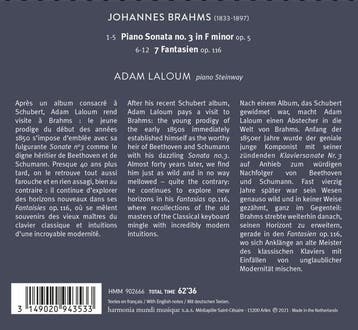 cd - adam laloum - BRAHMS PIANO SONATA OP. 5 &amp; 7 FANT..., Verzenden, Zo goed als nieuw