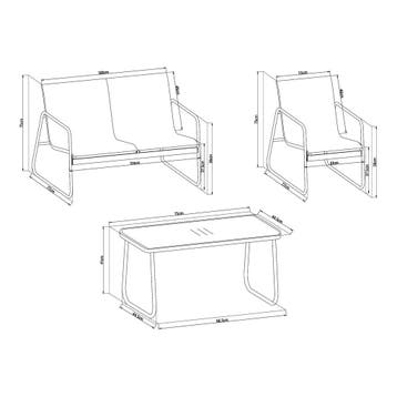 Tuinset 4-delig Anzi loungeset zwart casa.pro, Verzenden, Nieuw