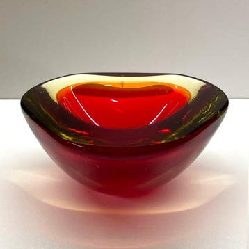 Kom - Vide Poche - Muranoglas - Geode Red&Amber Sommerso