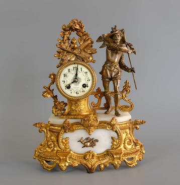 Pendule - Metaal, Marmer - 1900-1910, Antiek en Kunst