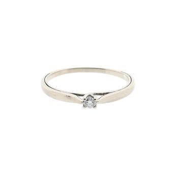 Witgouden verlovingsring met diamant 0,07 ct; 14 karaat;..., Sieraden, Tassen en Uiterlijk, 18 tot 19, Gebruikt, Ophalen of Verzenden
