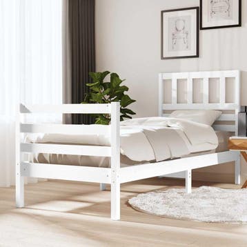 vidaXL Bedframe massief hout wit 75x190 cm, Eenpersoons, Verzenden, Wit, Nieuw