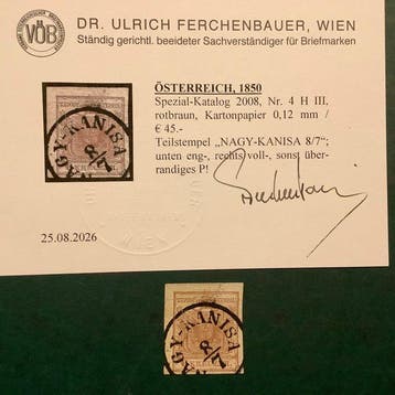 Oostenrijk 1850 - 6Kreuzer dubbele adelaar met stempel, Gestempeld