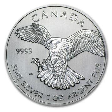 Canada. 5 Dollars 2014 1 oz $5 CAD Canadian Birds of Prey