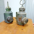 Olielamp (2) - IJzer - Spoorweerlampen, Antiek en Kunst