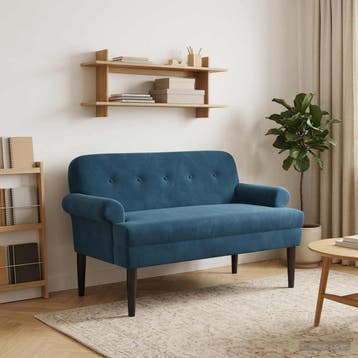 vidaXL Loungebank met knopencomfort Blauw 120 x 66 x 78 cm, Huis en Inrichting, Verzenden, Nieuw, Stof, Minder dan 150 cm