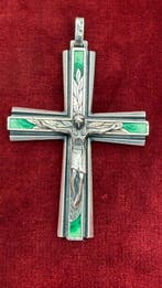 Kruis - .915 zilver - 1940-1950 - Kruis met zilveren emaille, Antiek en Kunst