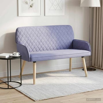 vidaXL 2-zitsbank met massief houten poten 2-zits Jeans, Verzenden, Minder dan 150 cm, Stof, Nieuw