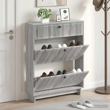 vidaXL Schoenenkast EDE 78 x 24 x 103 cm Bewerkt hout Grijs, Verzenden, Nieuw