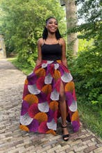 Afrikaanse print maxi rok - Oranje & Paars Concentric Circle, Ophalen of Verzenden, Nieuw