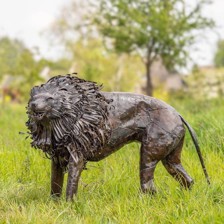 Beeld van een leeuw, Tuin en Terras, Tuinbeelden, Nieuw, Metaal, Dierenbeeld, Verzenden